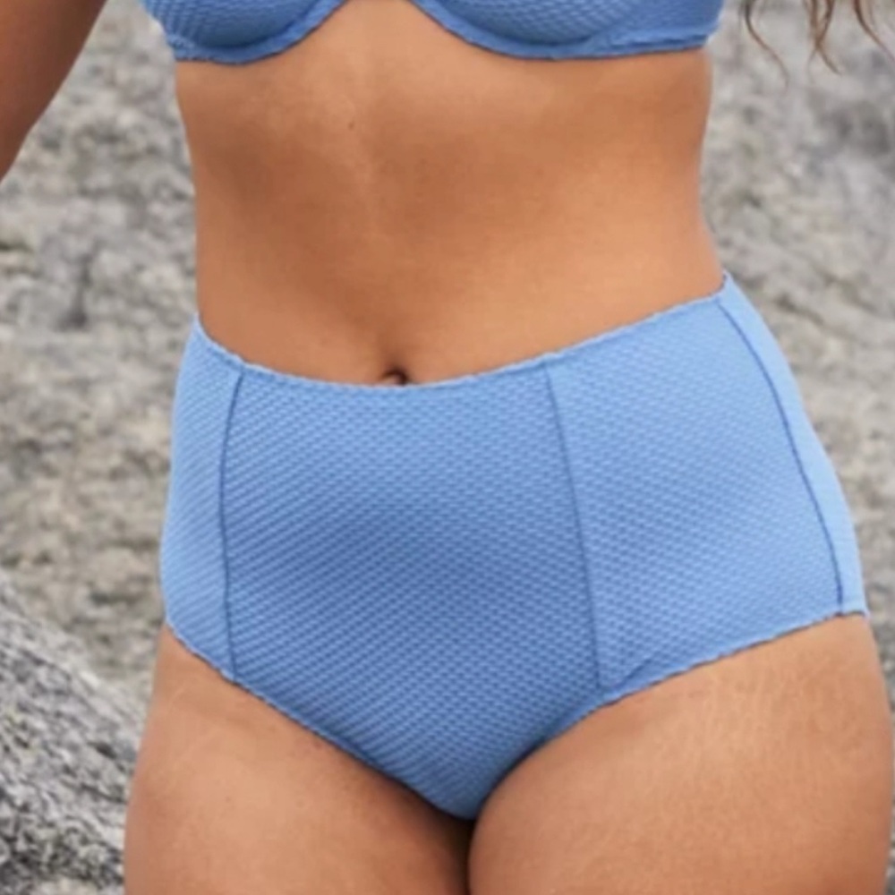 NWT Aerie Jacquard High Waisted Full Coverage Bikini Bottom Periwinkle - Size M